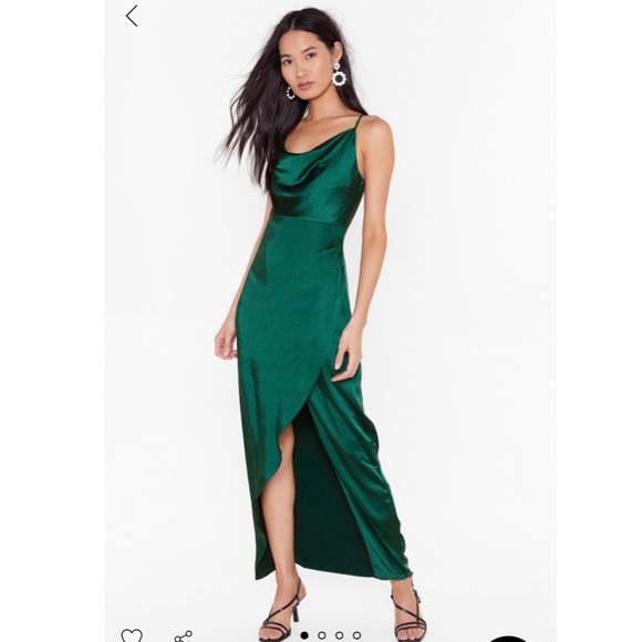 forest green slip dress